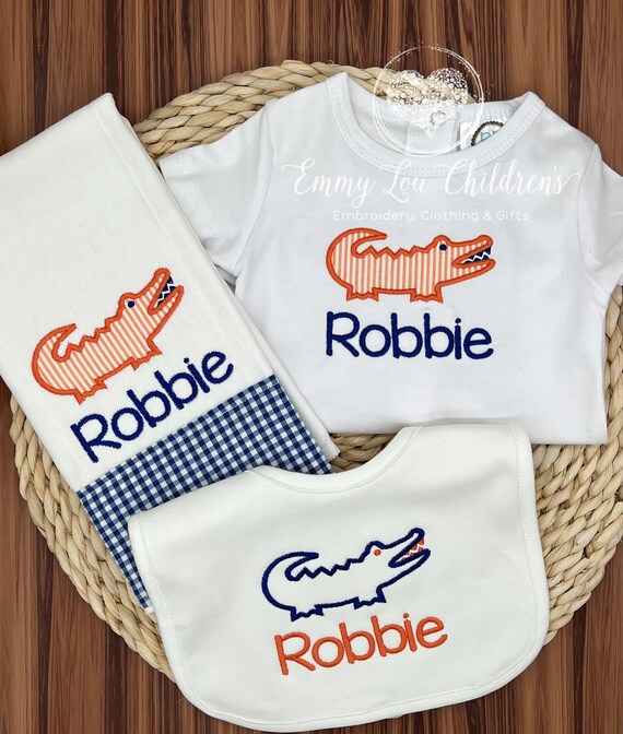 Gator Baby Gift Set, Baby Burp Cloth, Baby Bib, Baby Bodysuit, Baby Gift Set,  Baby Shower Gift, Baby Gift Boy, Baby Gift Girl