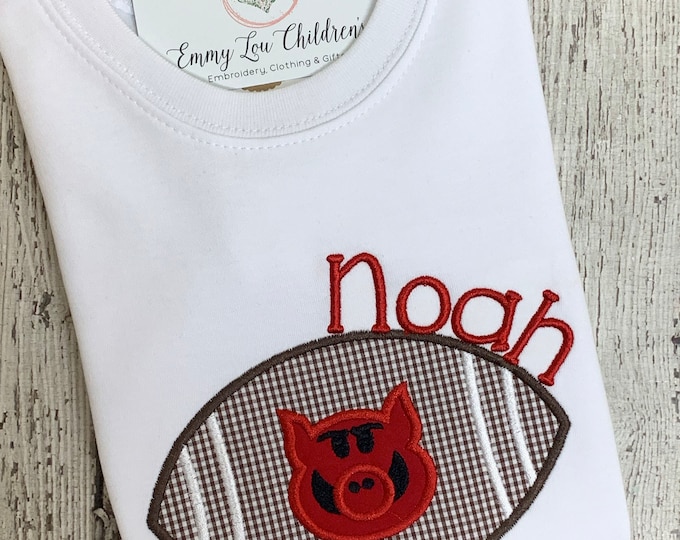 Personalized Arkansas Razorback Football Shirt: Embroidered Hog Toddler Tee
