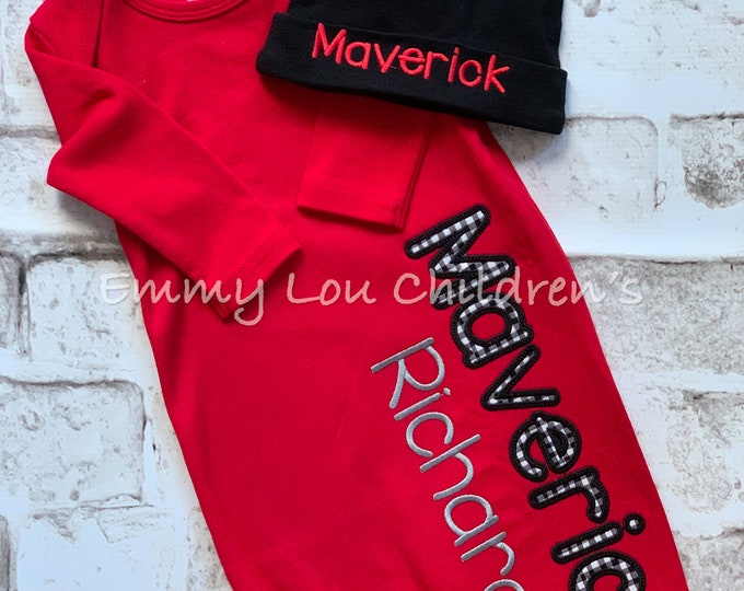 Baby Gown Boy, Baby Gown with Name, Baby Gown Personalized, Baby Coming Home Outfit, Baby Outfit, Baby Gift, Baby Gown Set, Baby Shower Gift