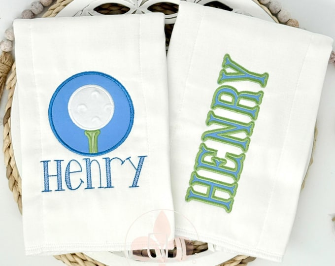 Personalized Embroidered Custom Burp Cloth Set - Baby Shower Gift