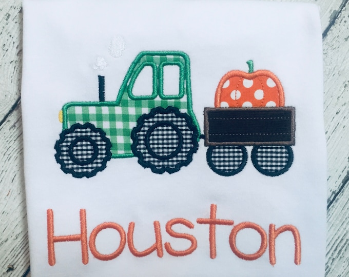 Personalized Pumpkin Tractor Shirt – Boys Thanksgiving Outfit