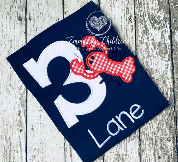 Boy's 3rd Birthday Shirt with name, Crawfish theme birthday shirt, Birthday Party Gift, Personalized Birthday Shirt for Boy