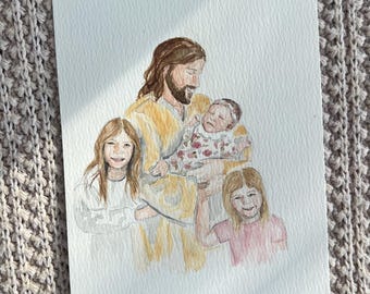 Hand-Painted Custom Watercolor Portrait, Personalized Art