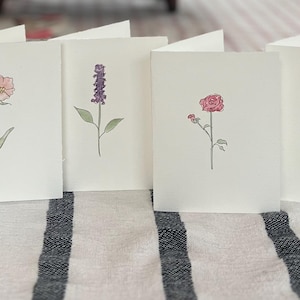 Handmade Watercolor Floral Note Card Set, Blank Greeting Cards - Etsy