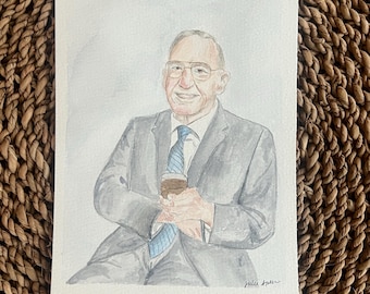 Retrato en acuarela personalizado pintado a mano, arte personalizado