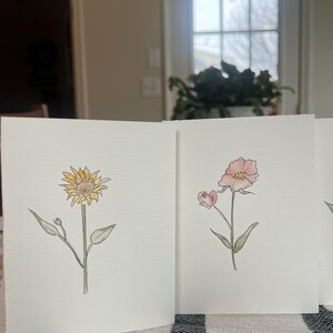 Handmade Watercolor Floral Note Card Set, Blank Greeting Cards - Etsy
