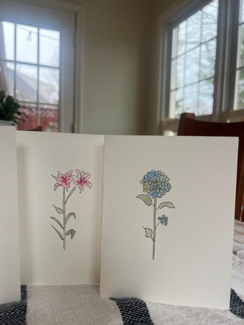 Handmade Watercolor Floral Note Card Set, Blank Greeting Cards - Etsy