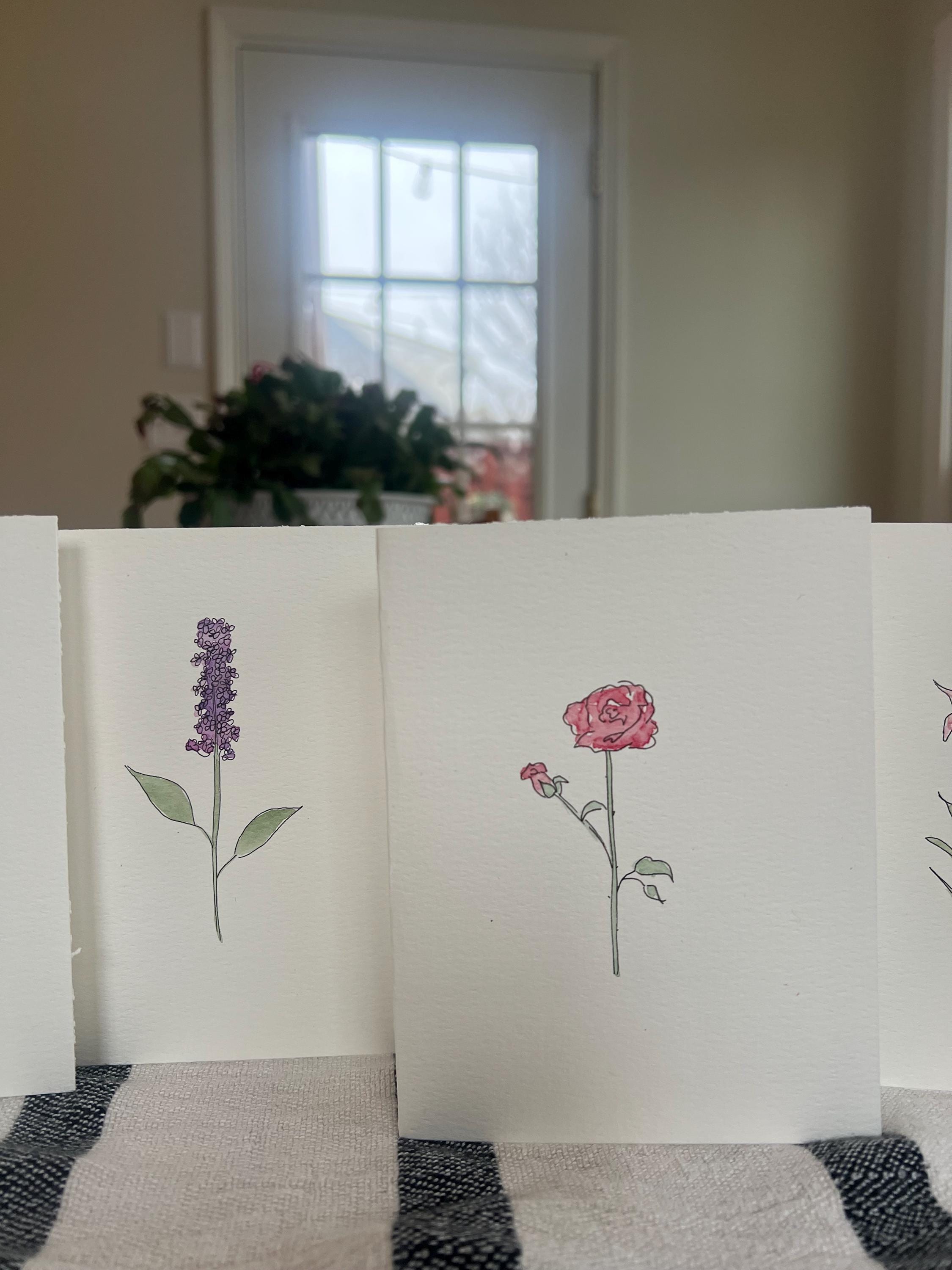 Handmade Watercolor Floral Note Card Set, Blank Greeting Cards - Etsy