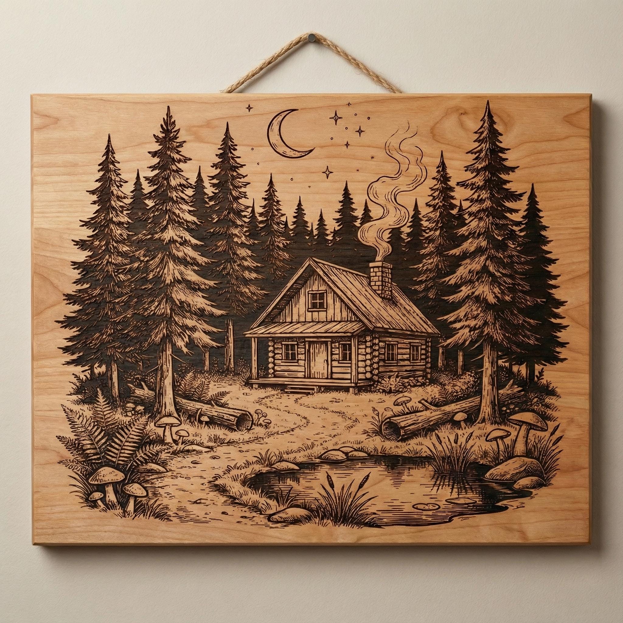 Log Cabin Laser Cut SVG | Rustic Forest Engraving Design - Etsy