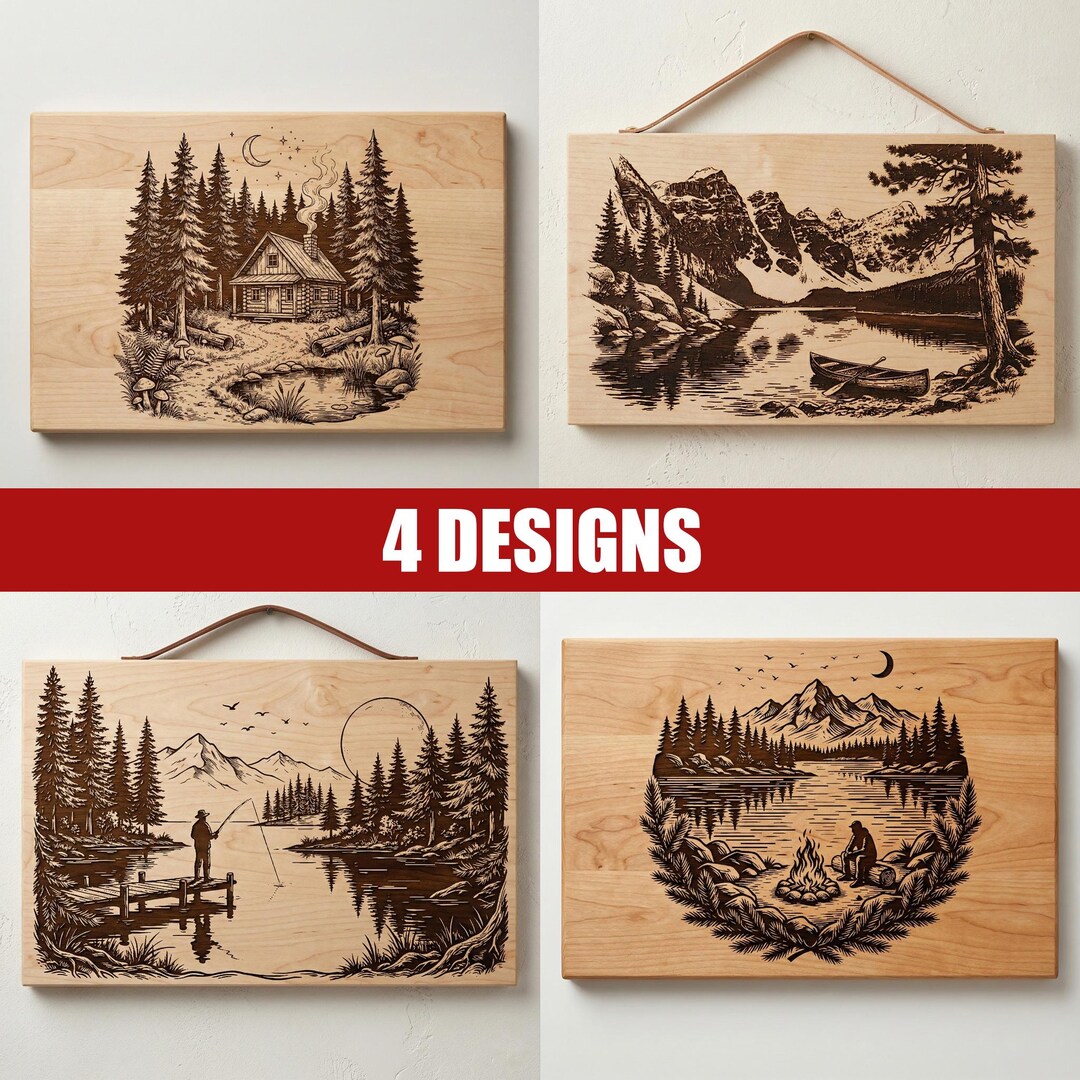Mountain Wilderness SVG Bundle – Set of 4 | Campfire Lake Cabin Forest ...