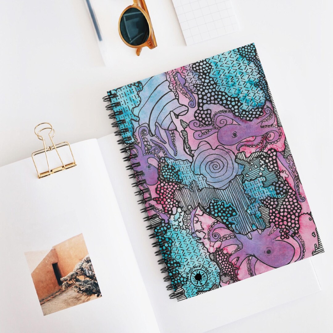 Octopus Notebook Underwater Octopus Pattern Spiral Notebook | Ruled Journal - Etsy