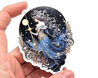 Luna Sticker, Moon Goddess Decal, Moon Maiden Vinyl Die Cut Sticker, Diana of the Moon 3 Inch Sticker, Hecate Sticker, Selene Sticker