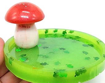 ACNH Grzybowy Pierścień Talerz Animal Crossing Liść Żywica Wtopiony Mikrobrokatowy Uchwyt Na Biżuterię Tacka Żywiczna Podkładka Redcap Forestcore Prezent