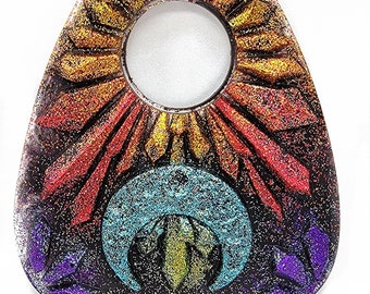 Rainbow Crystal Moon Planchette Resin Art Ouija Board Spirit Board Divination Glitter Moon Witch Crystal Healing Goddess Altar Ritual Tools