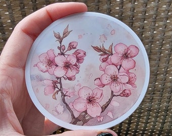 Sakura Sticker: Pink Cherry Blossom, Waterproof Vinyl Decal