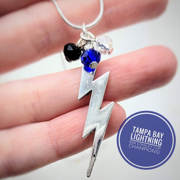 Tampa Bay Lightning Bolts Necklace B2B Stanley Cup Champions Lightning Bolt Jewelry NHL Hockey Fan No 1 Bullshit Champa Bay Silver Pendant