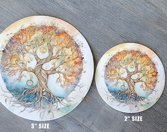 Watercolor Tree of Life Sticker 2" or 3" Whimsical Fantasy Tree LOTR Art Decal Waterproof Vinyl Laptop Sticker Yggdrasil Full Color Tumbler