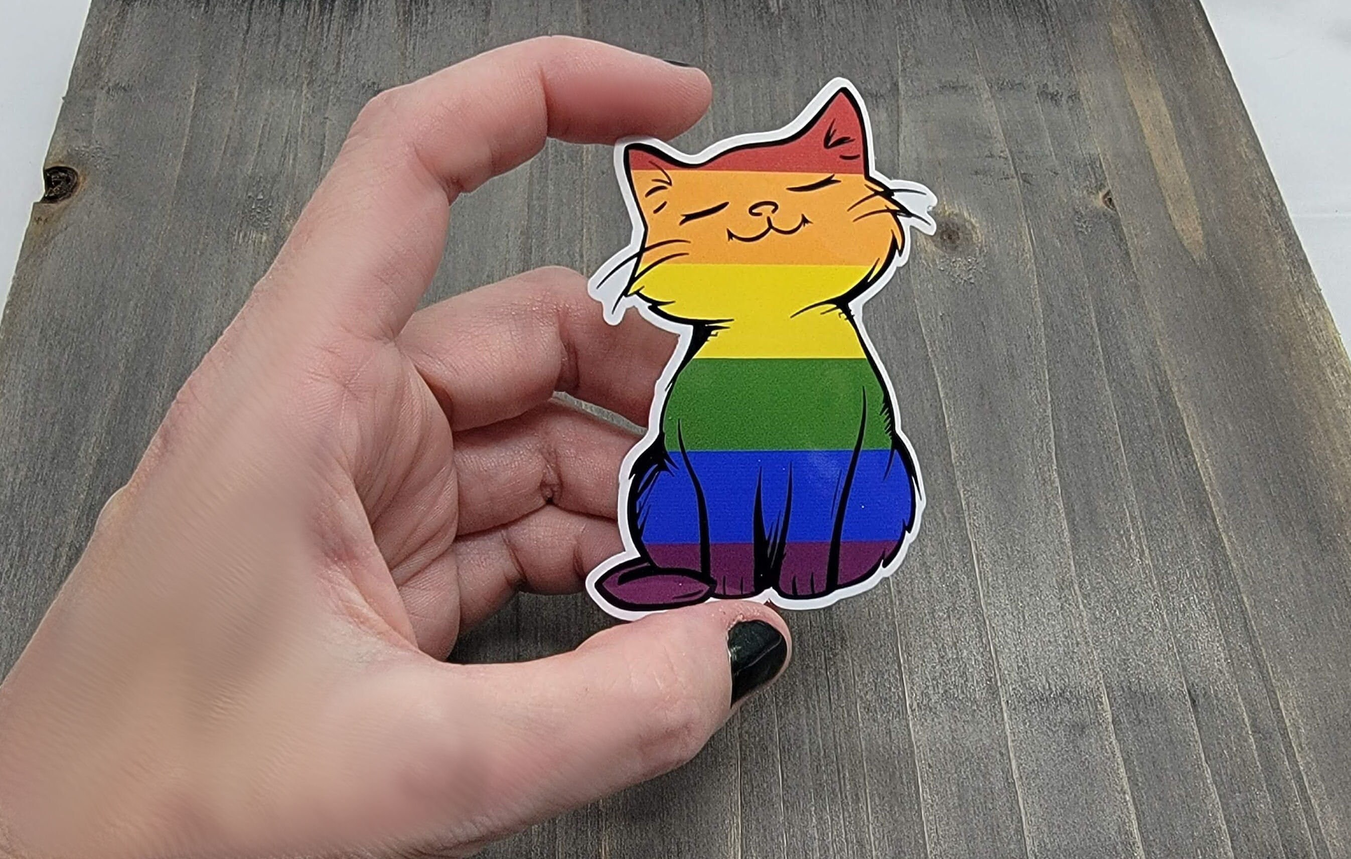 Pride Cat Stickers, LGBTQIA+ Pride Flag Cat Vinyl Decal Stickers, Bi ...