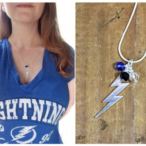 Tampa Bay Lightning Bolts Collier B2B Stanley Cup Champions Lightning Bolt Jewelry NHL Hockey Fan No 1 Bullshit Champa Bay Silver Pendant image 2