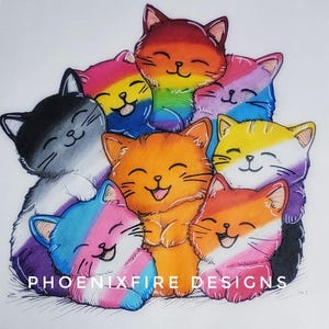 Pride Cat Sticker, Rainbow Cat, LGBTQIA+ Pride Flag Cat Vinyl Decal Sticker, Bi, Trans, Ace, Lesbian, Pan, Nonbinary, Rainbow Flag, Purrfect image 4