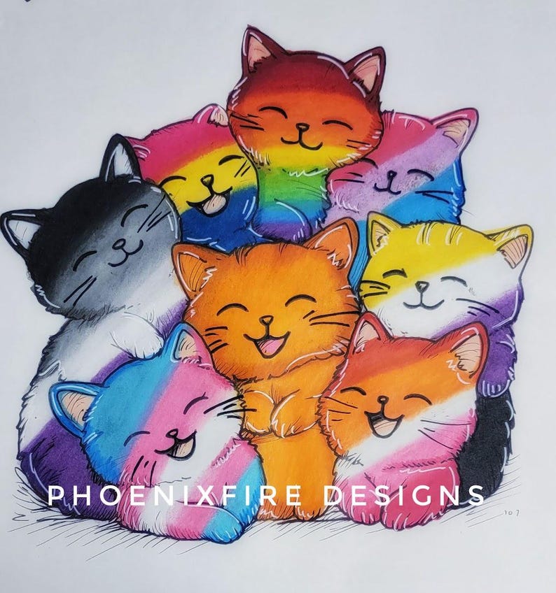 Pride Cat Sticker, Rainbow Cat, LGBTQIA+ Pride Flag Cat Vinyl Decal Sticker, Bi, Trans, Ace, Lesbian, Pan, Nonbinary, Rainbow Flag, Purrfect image 4