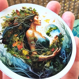 Earth Goddess Sticker, Gaia Decal, Earth Mother Vinyl Decal Sticker, Mother Nature Decal, Harvest Demeter Decal 3 Inch Waterproof Sticker image 2