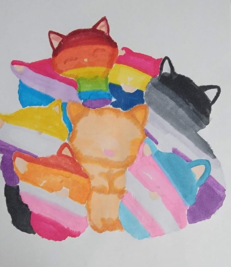 Pride Cat Sticker, Rainbow Cat, LGBTQIA+ Pride Flag Cat Vinyl Decal Sticker, Bi, Trans, Ace, Lesbian, Pan, Nonbinary, Rainbow Flag, Purrfect image 5