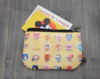 Animal Crossing Mini Coin Purse | ACNH Change Purse | AC Cartoon Character Mini Wallet | Slim Wallet Ear Buds Air Pods Hand Sanitizer Holder