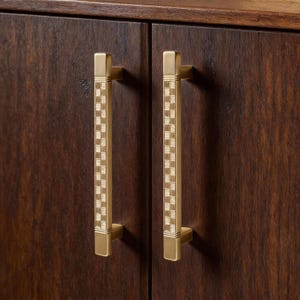 Chessboard Cabinet Pull - Modern Grey Handles, Gold Drawer Knobs