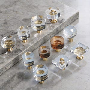 Tirador de armario de latón y cristal, tirador de armario moderno de lujo.