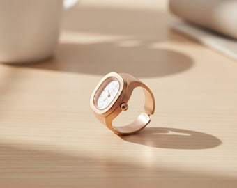 Adjustable Finger Ring Watch Simple Square Quartz Mini Alloy Couple Ring Watch for Men Women Unique Gift Jewelry Timepiece