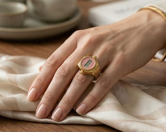 Elektroniczny zegarek na palec, kreatywny zegarek na palec dla kobiet i mężczyzn, minimalistyczny zegarek cyfrowy ze stopu metali, wyjątkowy prezent w postaci biżuterii, modny zegarek z obrotową tarczą