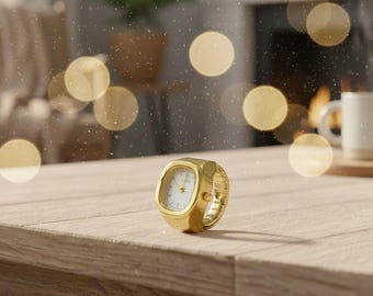 Square Dial Ring Watch | Quartz Finger Watch for Men & Women | Vintage Style Adjustable Alloy Ring Watch | Unique Fashion Jewelry Gift.