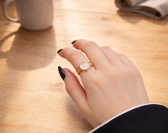 Y2K Vintage Watch Ring | Gold Timepiece Style Ring | Gothic Statement Jewelry | Unique Ring Watch for Women