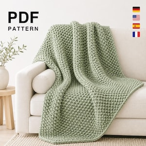Grobes Perlmuster-Strickmuster für eine Decke | Anfängerdecke (PDF-Download)