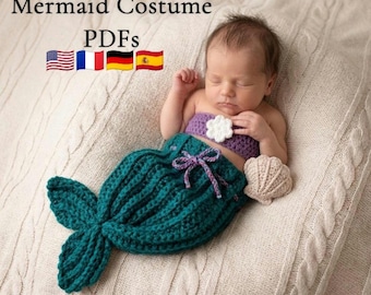 Crochet Baby Mermaid Outfit Pattern| Easy New Born Costume PDF