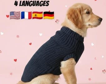 Strickanleitung für einen Hundepullover (PDF) | Einfacher Hundemantel für Anfänger | Sofort-Download