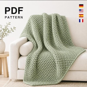 Grobes Perlmuster-Strickmuster für eine Decke | Anfängerdecke (PDF-Download)
