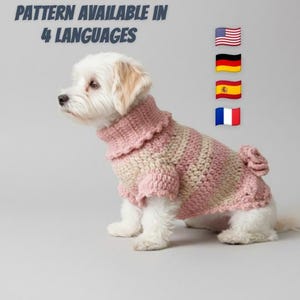 Schema per maglione all'uncinetto per cani in formato PDF / Cappottino per cani facile con rosetta / Download digitale