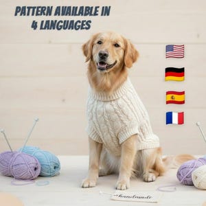 Patrón de suéter de punto trenzado para perro / Patrón de abrigo para perro fácil (PDF)