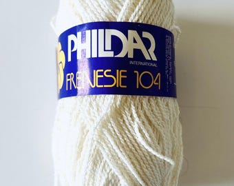 Phildar Frenesie 104, włóczka z mieszanki wełny w kolorze jasnobeżowym, włóczki vintage, włóczka sportowa, włóczki neutralne, włóczka w kolorze złamanej bieli