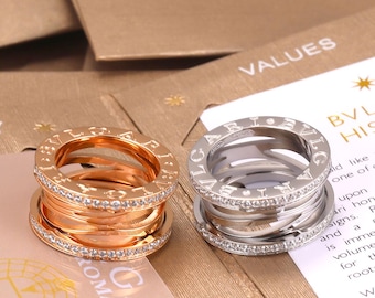 Anillo de mujer de plata 925 con baño de oro rosa y diamantes, anillo exquisito, joyería fina, regalo para amigas.
