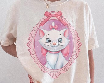 Retro Disney Marie Cat Coquette Bow Shirt, The Aristocats shirt, Coquette Aesthetic shirt, Marie Cat Mirror Bow shirt, Disney Trip Matching