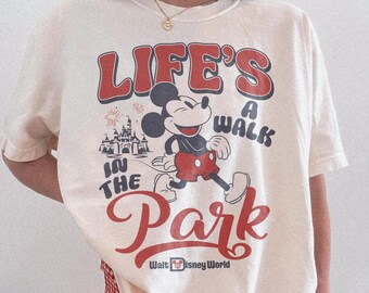Vintage Comfort Colors Disney Mickey Mouse Life's A Walk In The Park Shirt, Disney Walt Disney World Shirt T-shirt, Disneyland Trip 2026 Tee