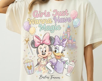 Retro Disney Minnie Daisy Mädchen wollen nur Spaß haben Shirt, magisches Schloss Besties Mädchen Paar T-Shirt, Geschenk für sie, BTW Disneyland Mädchen Reise
