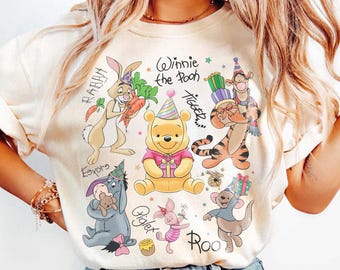 Retro Winnie The Pooh Birthday Comfort Colors Shirt, Disney Pooh Bear Friends Tee, Best Birthday Ever Outfit, Toddler Boy Girl Gift