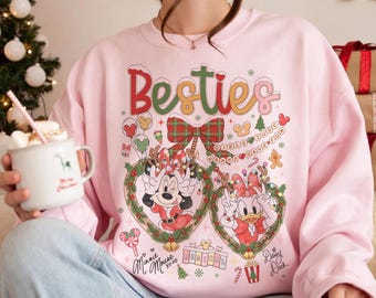 Vintage Comfort Colors Disney Christmas Shirt, Minnie Daisy Besties Tee, Magical Holiday Best Friends Matching Shirt, Disney Christmas Gift