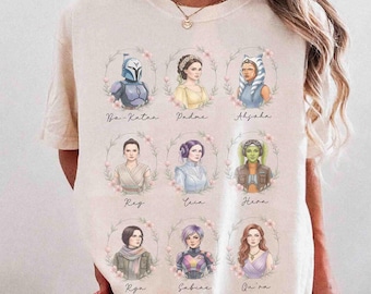 Vintage Star Wars Girls Shirt, Ahsoka Rey Leia T-Shirt, Female Jedi Floral Tee, Galaxy's Edge Hollywood Studios Tee, Girls Run The Galaxy