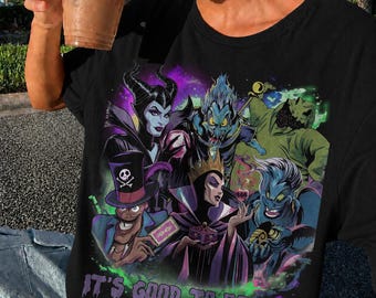 Disney Villains Shirt – It's Good To Be Bad Tee, Halloween Evil Queen Hades Ursula Maleficent Shirt, Spooky Cartoon Graphic Family Tee
