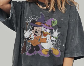 Comfort Colors Vintage Minnie and Daisy Halloween Shirt, 2026 Disney Halloween Best Friend Tee Girls Just Wanna Have Fun Halloween T-Shirt